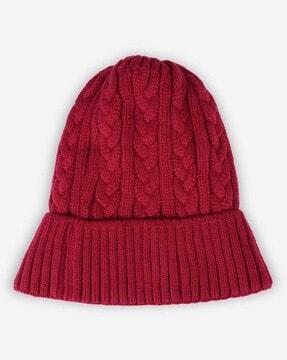 knitted beanie with ribbed brim