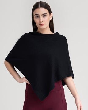 knitted boat-neck poncho