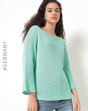 knitted boat-neck pullover