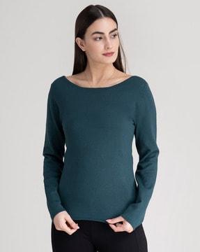 knitted boat-neck pullover