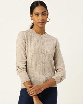knitted button-front cardigan