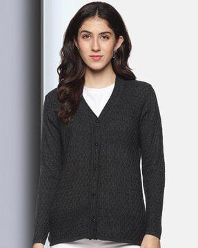 knitted button-front cardigan