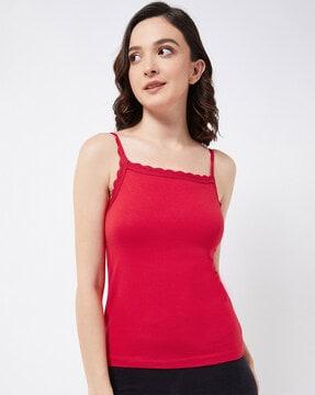 knitted camisole with lace lining