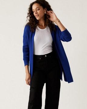 knitted cardigan with front-open closure