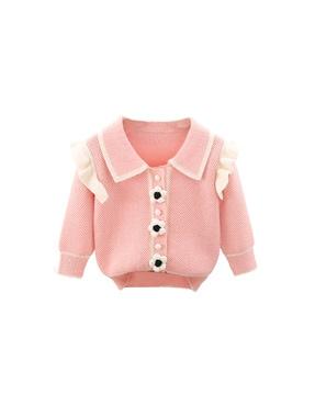 knitted cardigan with ruffles