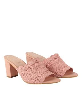 knitted chunky heeled sandals