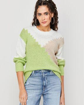 knitted colourblock sweater dress