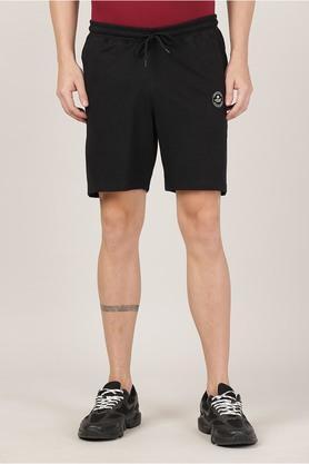 knitted cotton blend relaxed men's shorts - black