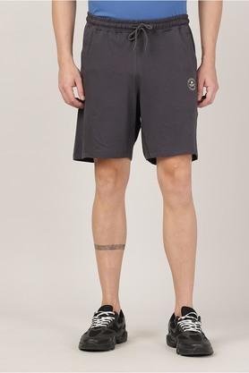knitted cotton blend relaxed men's shorts - grey