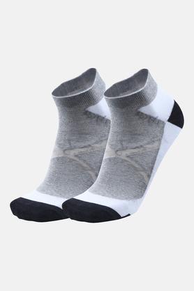 knitted cotton nylon spandex men's ankle socks - grey