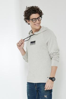 knitted cotton regular fit men's sweater - ecru