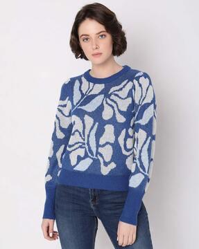 knitted crew-neck pullover with ribbed hem