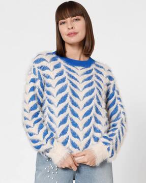 knitted crew-neck pullover with ribbed hem