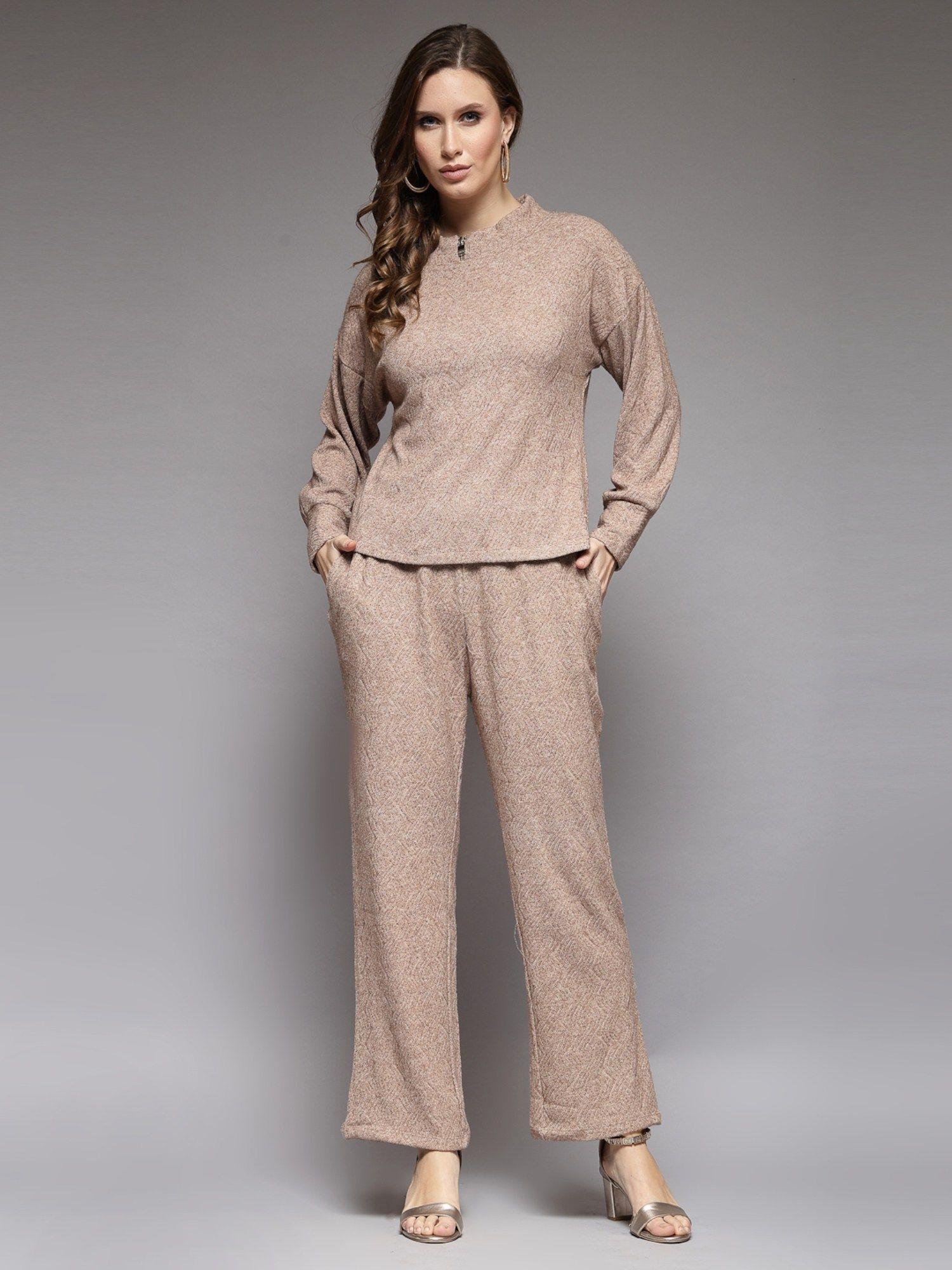 knitted drop-shoulder sleeves woolen co-ord (set of 2)