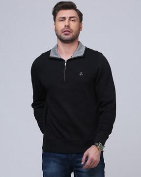 knitted french rib half-zip polo t-shirt