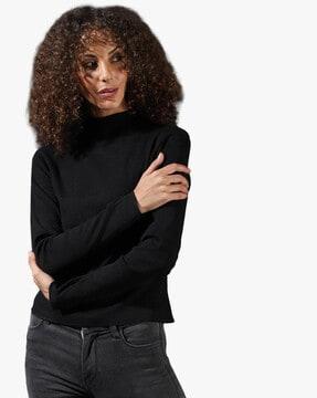 knitted high-neck sweatshirt