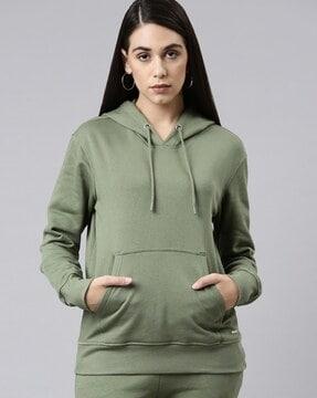 knitted hoodie with kangaroo pocket