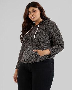 knitted hoodie with kangaroo pocket