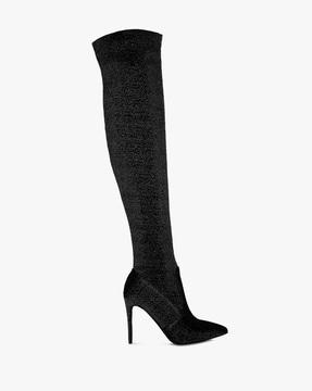 knitted knee-length boots