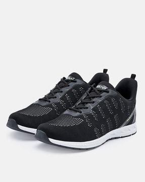 knitted lace-up running shoes