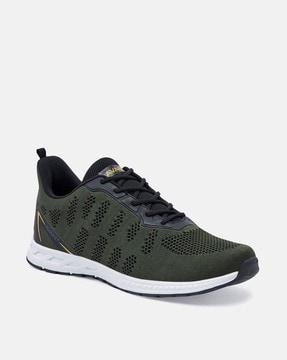 knitted lace-up running shoes