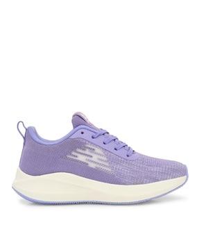 knitted lace-up running shoes