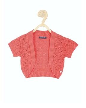 knitted open-front short cardigan