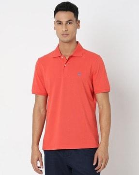 knitted pique stripe polo t-shirt