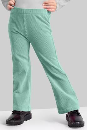 knitted polyester relaxed fit girls pants - green