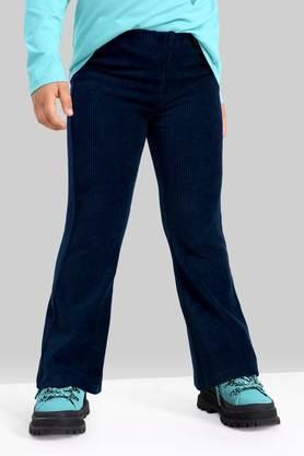 knitted polyester relaxed fit girls pants - navy
