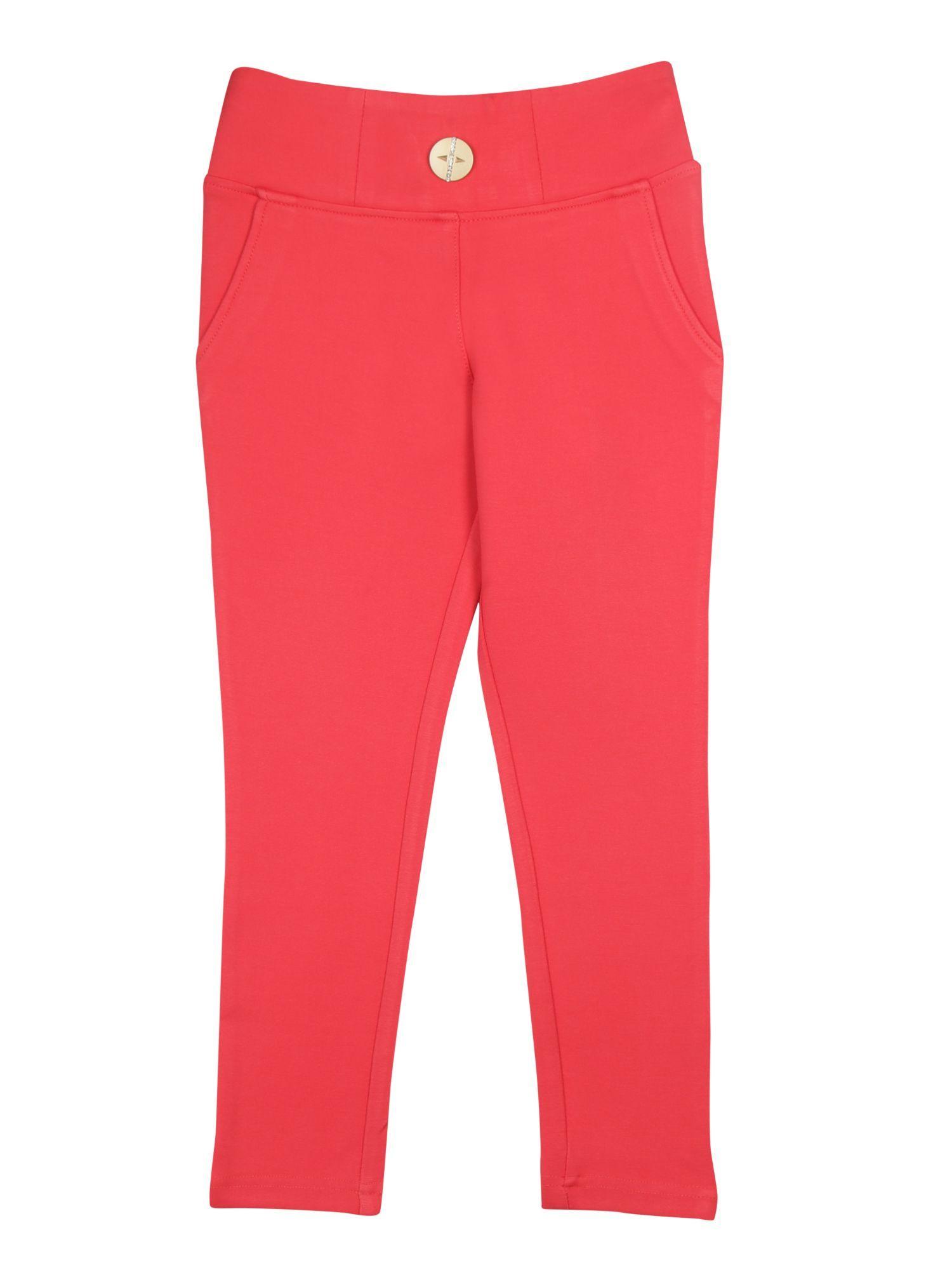 knitted polyester solid jegging - tomato