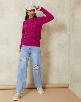 knitted pullover with ribbed hems