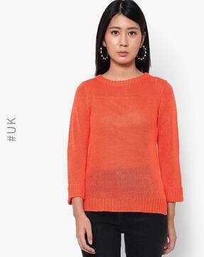 knitted pullover with ribbed hems