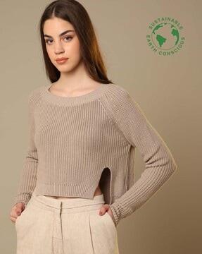 knitted relaxed fit crop pullover