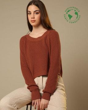 knitted relaxed fit crop pullover