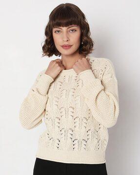 knitted round-neck pullover with full sleeves