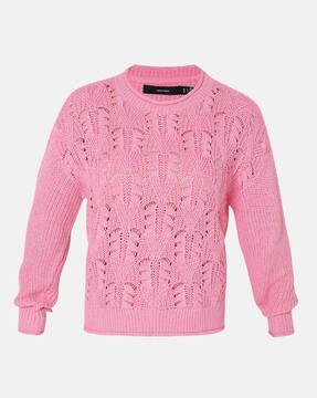 knitted round-neck pullover with full sleeves