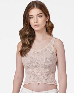 knitted scoop-neck tank top