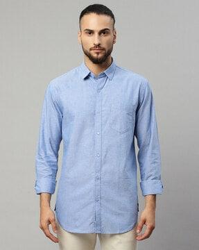 knitted shirt with spread collar