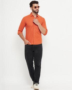 knitted shirt with spread collar