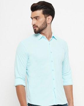 knitted shirt with spread collar