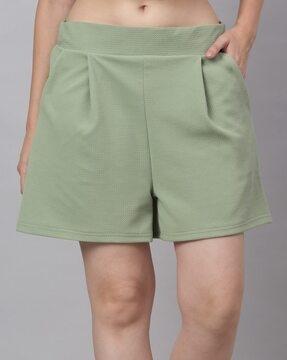 knitted shorts with patch pocket