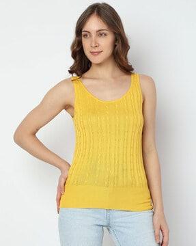 knitted slim fit round-neck top