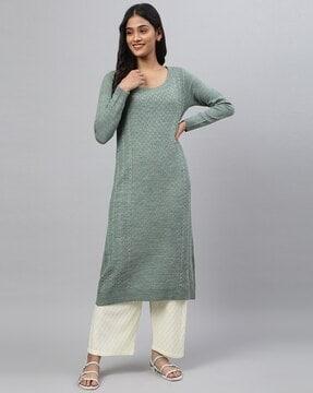 knitted straight kurta