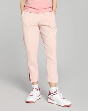 knitted straight track pants with insert pockets