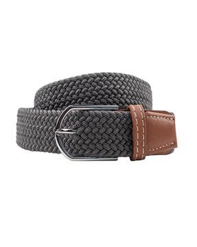 knitted stretchable belt with tang buckle closure