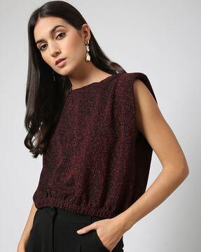 knitted top with padded shoulders
