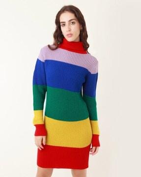 knitted turtleneck sweater dress