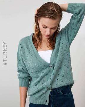 knitted v-neck cardigan