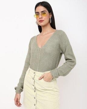 knitted v-neck pullover
